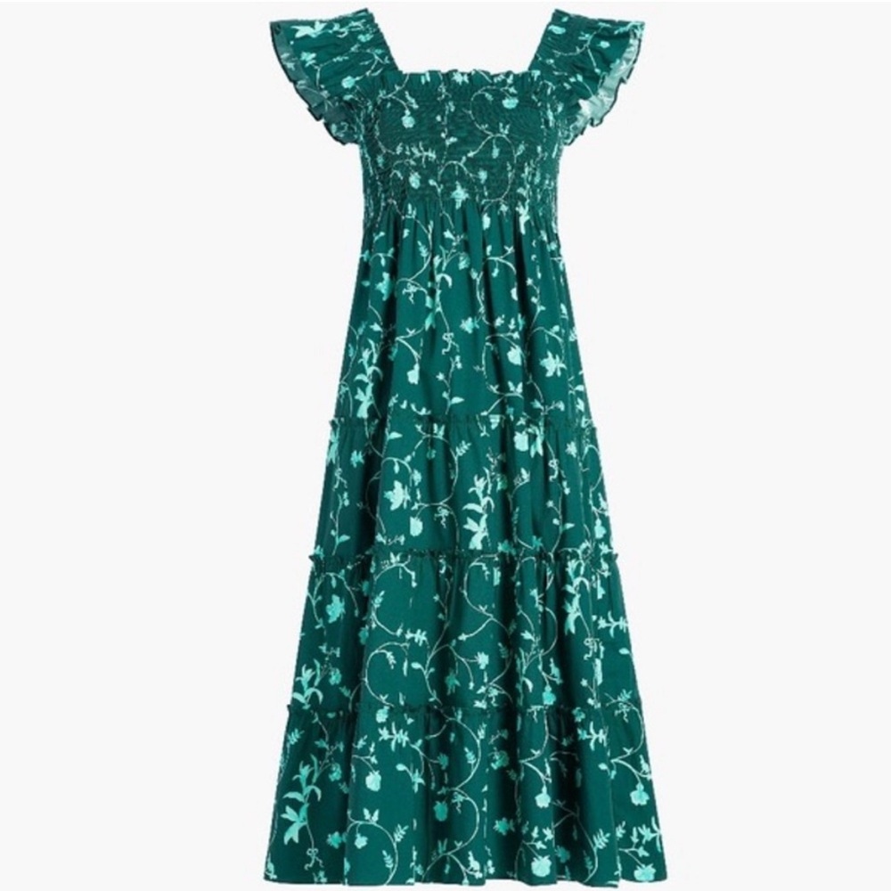 Hill House Ellie Nap Dress in emerald green floral